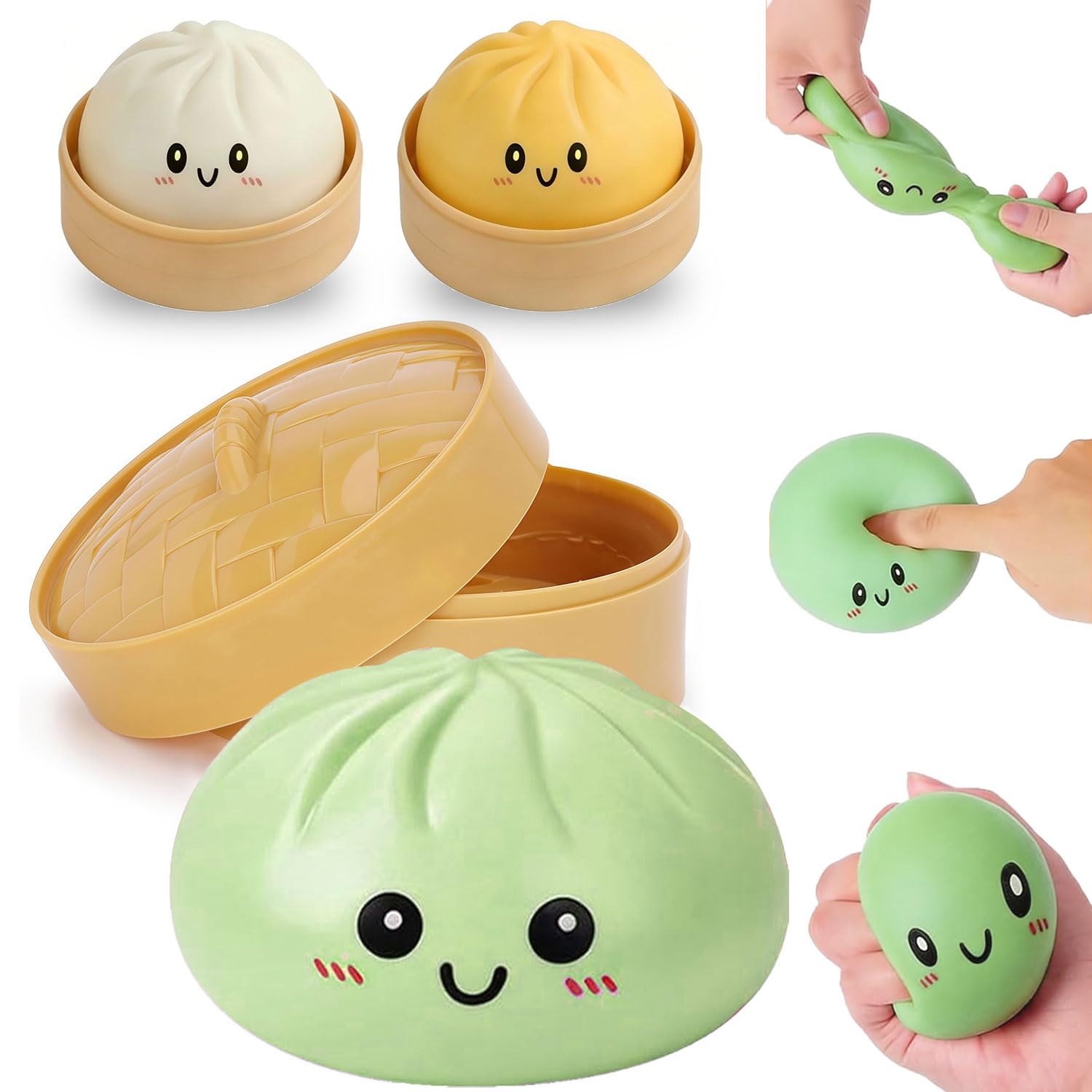 Giant Glitter Dumpling, Giant Squishy Dumpling Stress Cute Steamer Bun Design Stress & Anxiety Relief Squishy Dumplings for Adults home Random