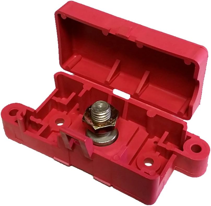 Terminal Block with Snap Lid - 3/8" Stud - Red
