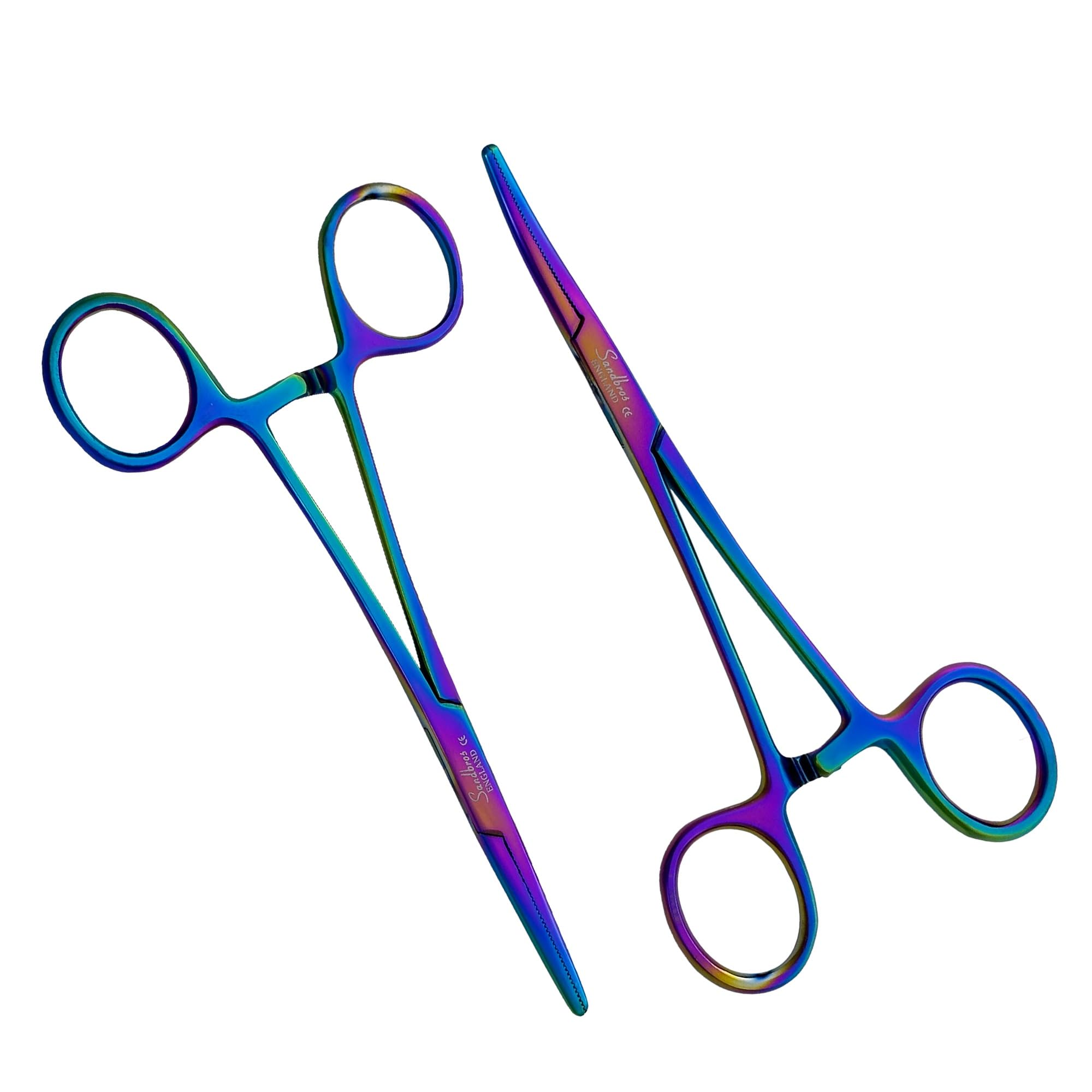 SANDBROS Professional Curved Hemostat Fishing Forceps of Stainless Steel Used as Jewelry, Fly Fishing Forceps and Unhooking Fish Pliers – Pet, Dog Ear Hair Grooming Tweezers (SET OF STRAIGHT & CURVED)