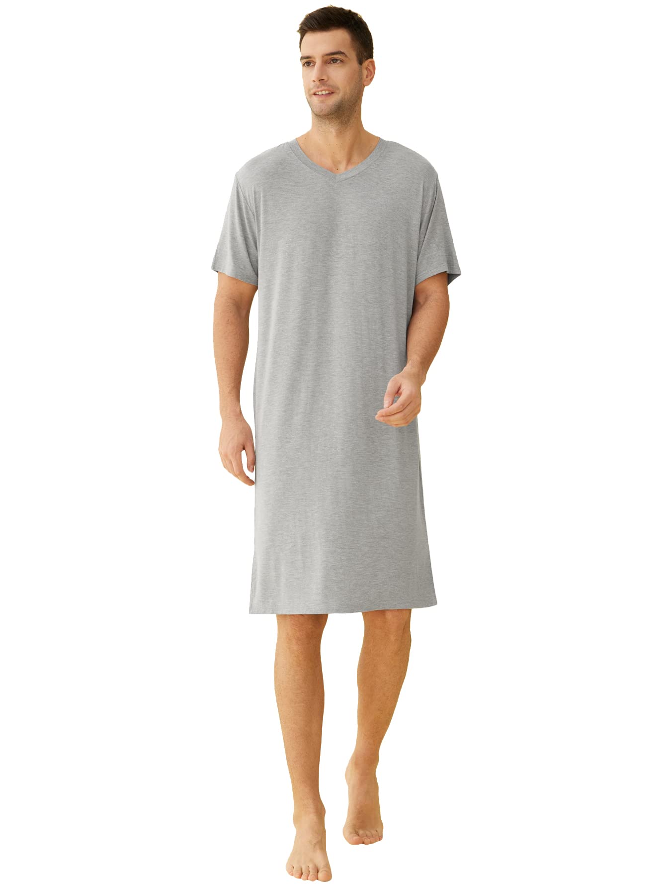 Latuza Men's Viscose Nightshirt Short Sleeves Sleep Shirt