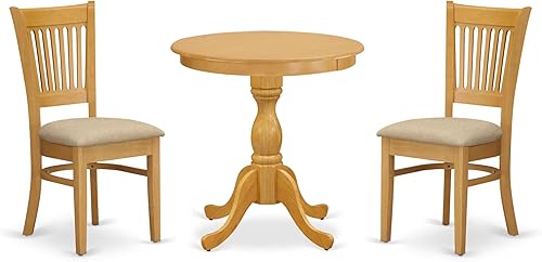 Miniatura 11 de East West Furniture Eden - Juego de 3 piezas para espacios pequeños que contiene una mesa redonda de comedor con pedestal y 2 sillas de asiento de