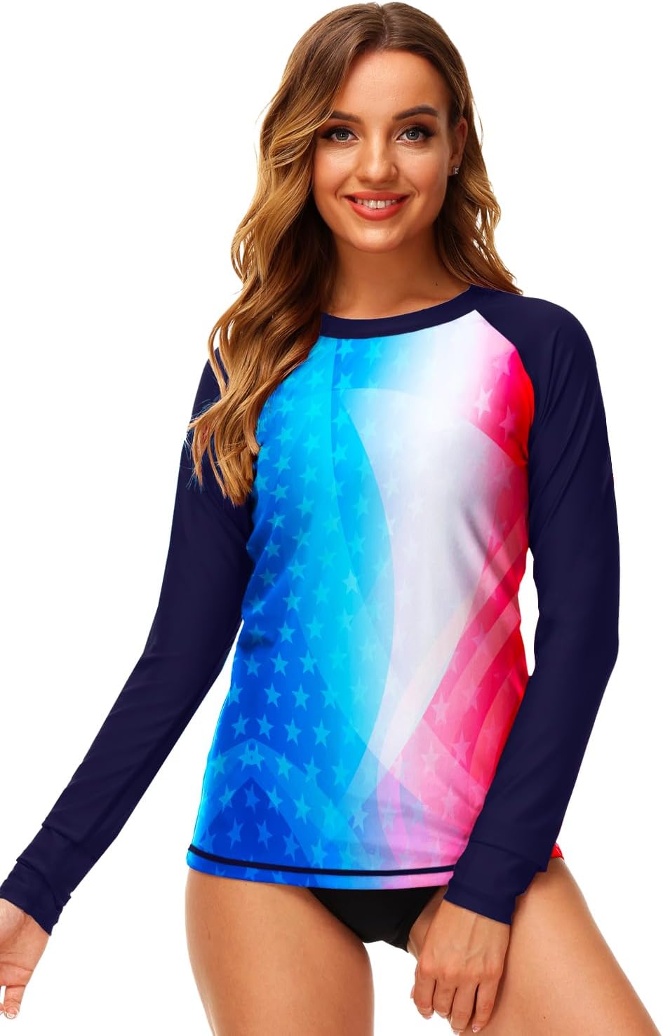 Deerose Women UPF 50+ Rash Guard Printed Swim Shirts Surf Swimwear Top - Image 4
