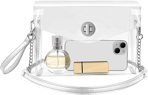 Ygiussh Bolsa transparente aprobada por estadios para mujeres, bolso de mano pequeño para conciertos, festivales, eventos deportivos