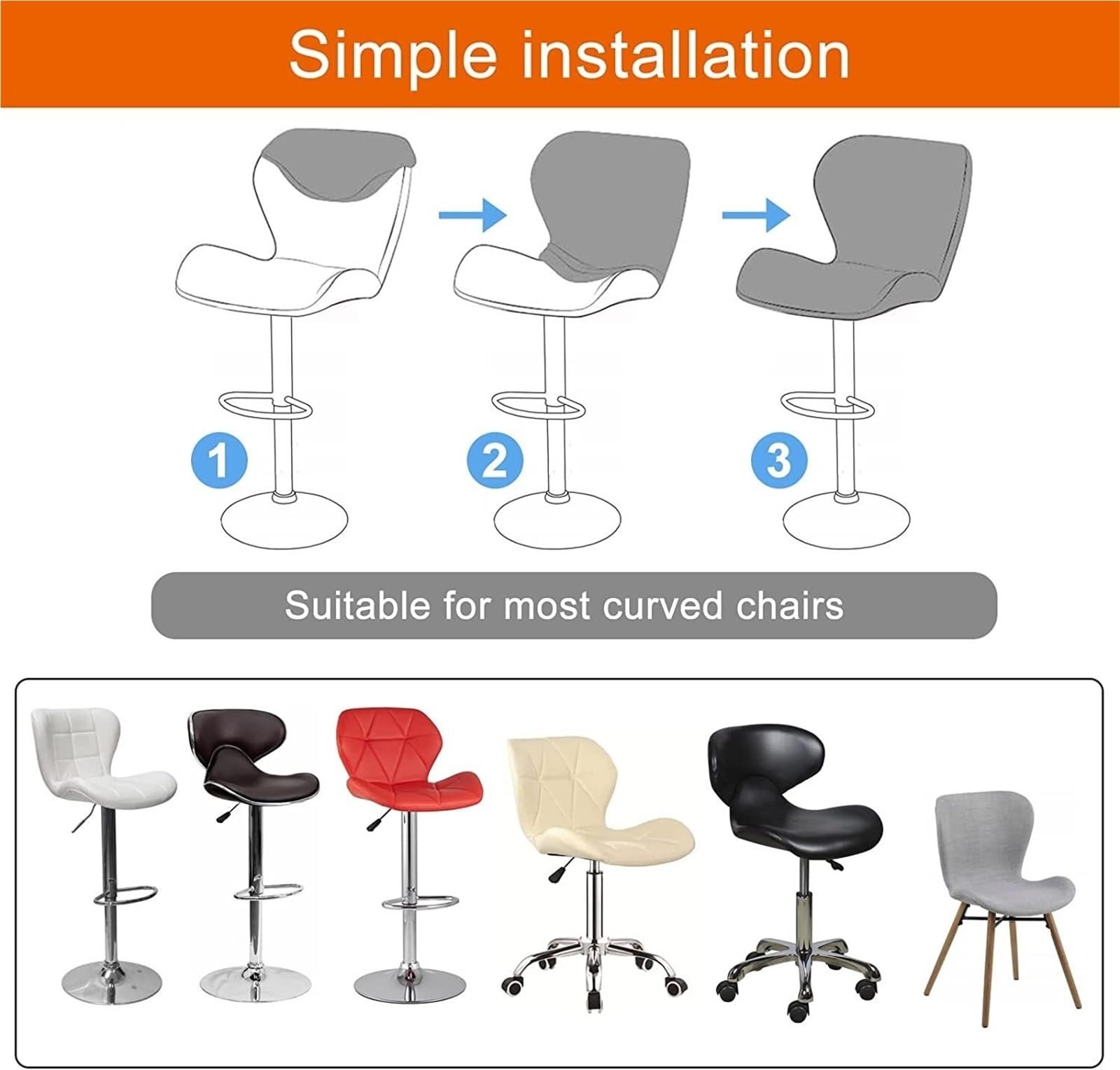 Lot De 2/4/6 Housses De Tabouret De Bar Rectangulaires Extensibles Et