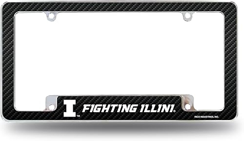 Miniatura 109 de Rico Industries NCAA Carbon Fiber 12" x 6" Chrome All Over Automotive License Plate Frame for Car/Truck/SUV
