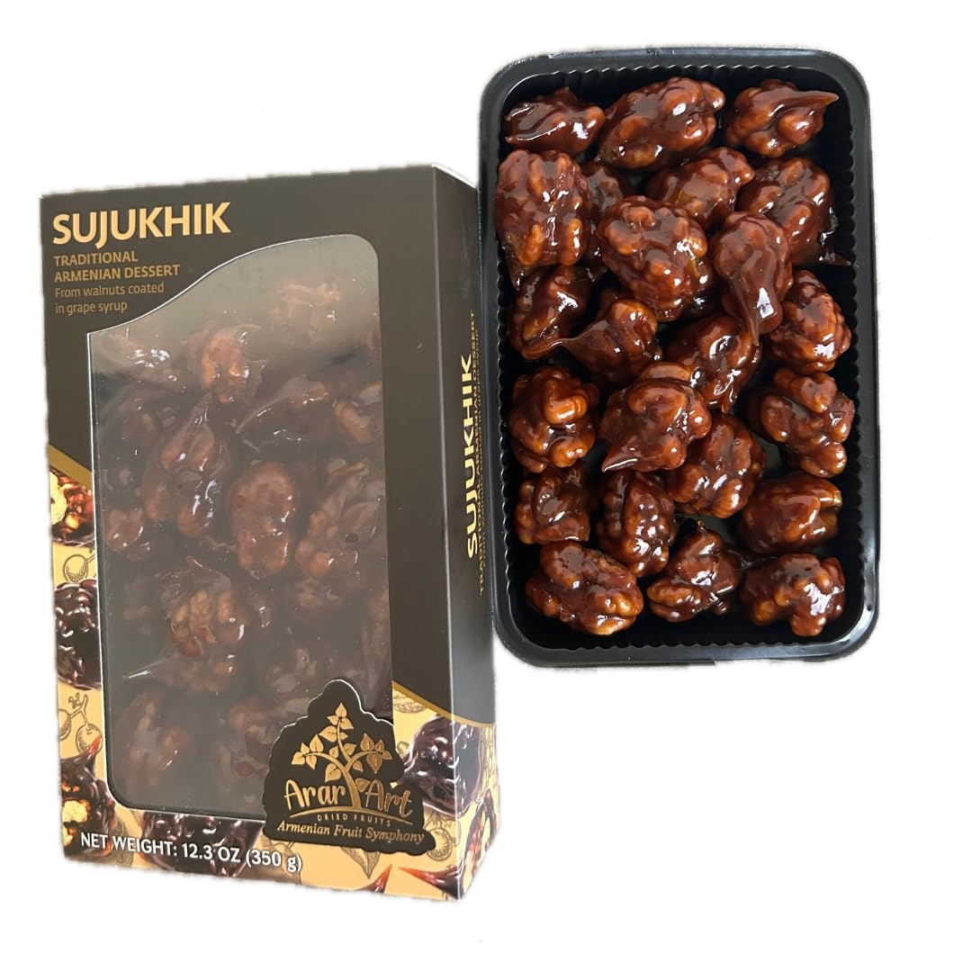 SWEETS SUJUKHIK (12.3oz) – Premium Armenian Walnuts Coated in Grape Syrup | Only 2g Added Sugar | Healthy, Delicious Snack | Gourmet Gift Box