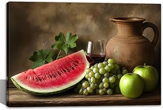 TIEHAOMAI Vintage Kitchen Canvas Wall Art Watermelon Posters Fruits Canvas Paintings Farm Fruit Picture Prints for Hallway Décor（Kitchen-3,12x18inch (30x47cm)