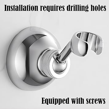 Shower Head Holder - Adjustable Suction Chrome Plated Handheld Shower Wall Bracket