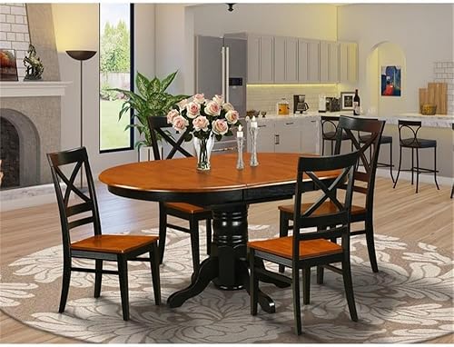 Miniatura 10 de East West Furniture AVQU5-WHI-W - Juego de mesa de comedor moderno - 4 grandes sillas de comedor de madera con asiento de madera - Una mesa de