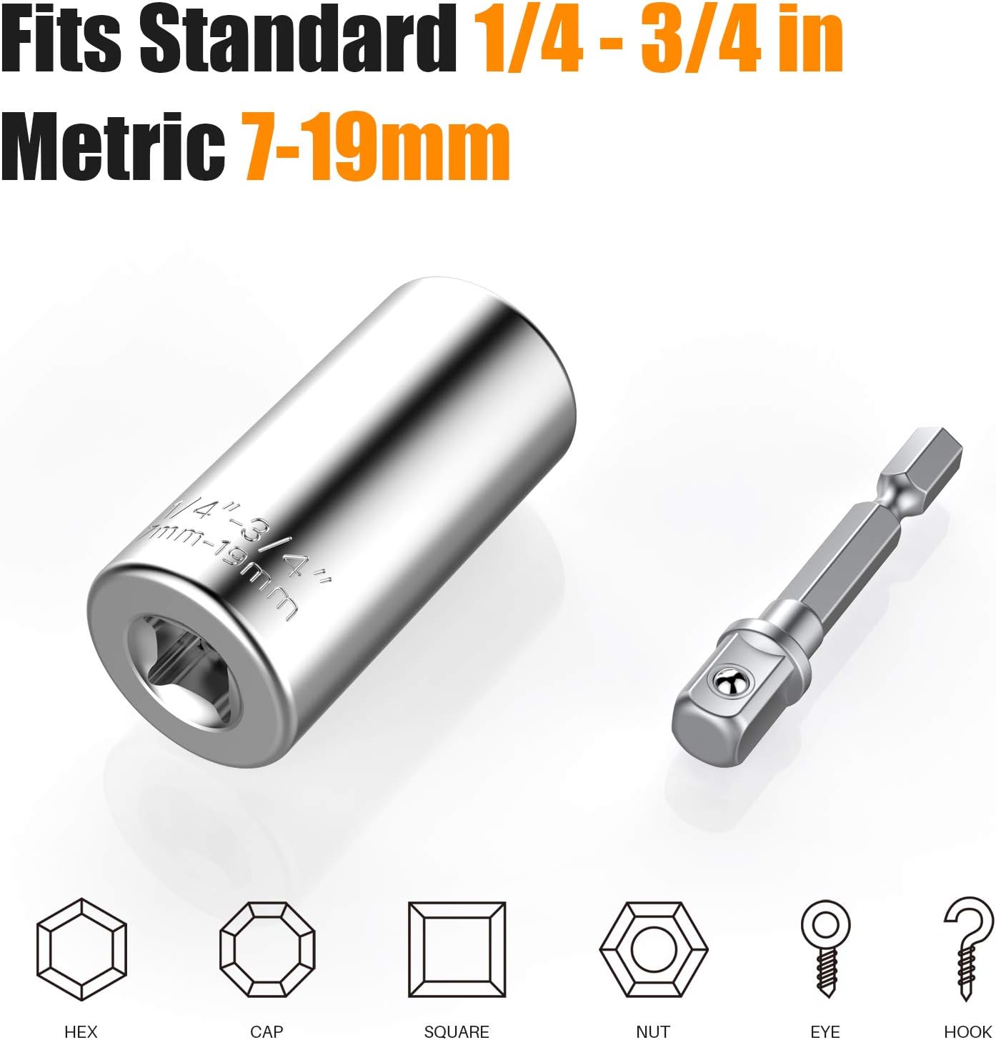 Get Cheap Price Universal Socket Tools Gifts for Men,KUSONKEY Professional 7mm-19mm Tool Sets with Power Drill Adapter,Best Christmas Gifts for Men, DIY Handyman, Father/Dad, Husband, Boyfriend, Him, Women