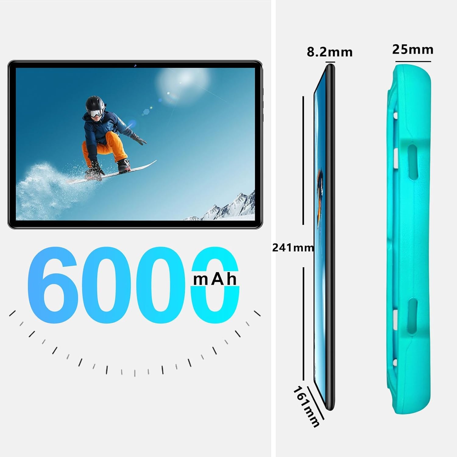 AOCWEI X700 Tablet 10 Zoll,Android 13 Tablet,12GB RAM+128GB ROM,512GB erweitern,5GWiFi PC,Octa-Core,6000mAh,2.0GHz, Hülle in Grün
