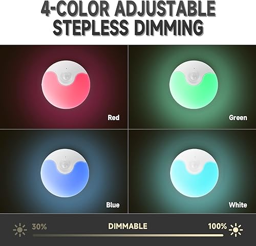 Miniatura 3 de Luz nocturna LED con sensor de movimiento, luz LED recargable con sensor de atardecer a amanecer, brillo ajustable para dormitorio, armario, pared,