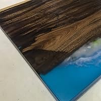 Vista 150 de Mesa de epoxi transparente, mesa de sofá con forma cuadrada, mesa auxiliar de resina de madera, mesa de centro de madera con borde natural para sala