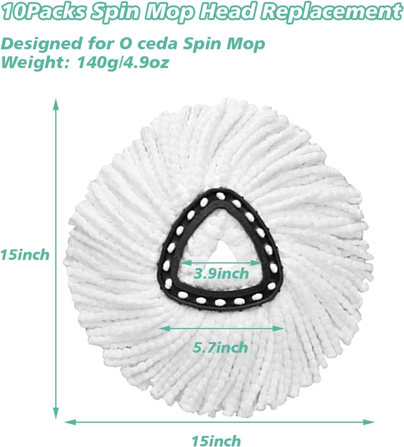 16 PCS Spin Mop Replacement Head,100% Microfiber Mop Heads Replacements Compatible with Triangle Spin Mop,360 Degree Round Spin Mop Replacement Head for Easy House Cleaning Floor Mopping