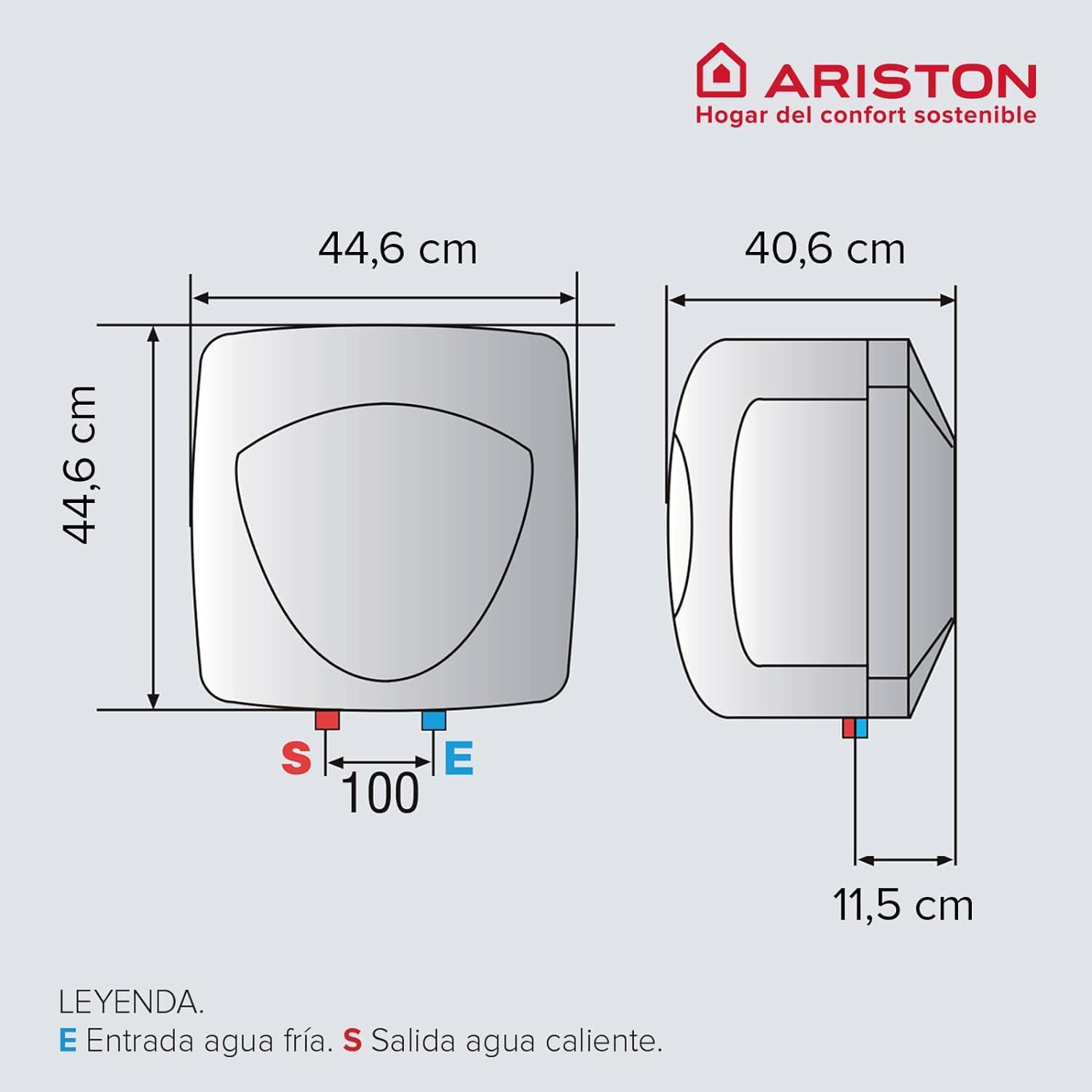 Ariston Andris Lux Eco - Termo Eléctrico 30 Litros Potente, Calentador de Agua Eléctrico Vertical Tamaño Reducido 49x46x60 cm, Calentadores Fabricados para Instalación en España