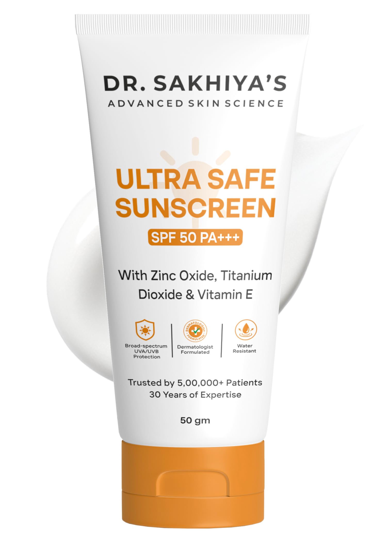DR. SAKHIYA'S Sunscreen For Broad Spectrum, UVA UVB & Blue Light Sun Tan Protection Non-Sticky, Non Greasy, Waterproof, No White Cast - 50gm (Ultra Safe Sunscreen SPF 50 PA+++)-picture-49
