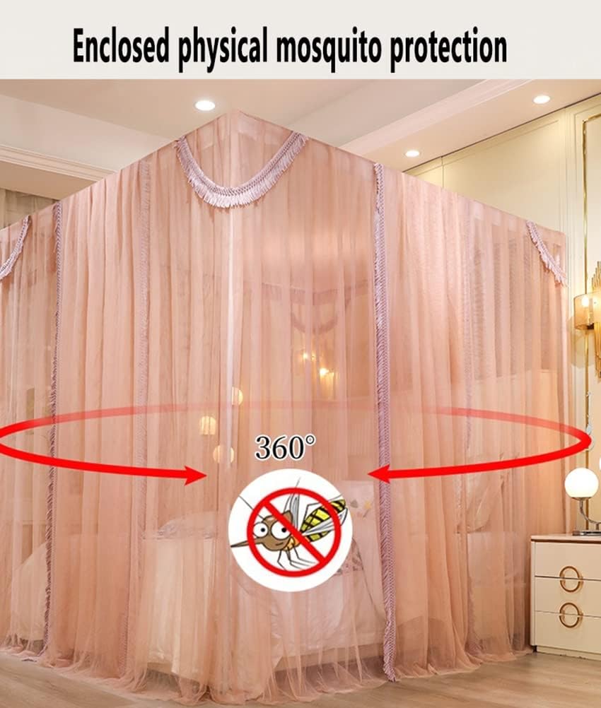 2 in 1 Bed Canopy Mosquito net Suitable for Single Bed Double Bed, Bedroom Decorative Bed Curtain, with Metal Stand (Color : Blue, Size : 180X200cm/71X79in)