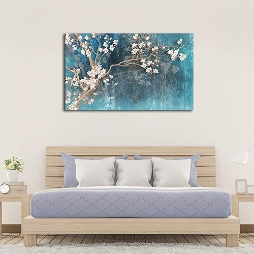 Miniatura 4 de DekHome Lienzo de gran tamaño para parejas, pájaros y orquídeas, flores, flores, ilustraciones, arte de pared, lienzo de animales para sala de