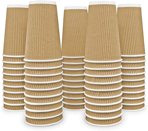 Ripple Paper Cups 16 oz 500 Pack for Coffee & Tea Made in USA | Bulk for Home, Office, Restaurants & Coffee Shops | Recyclable, Insulated, & Disposable To-Go Cups for Hot Beverages (16 oz - 500 count)