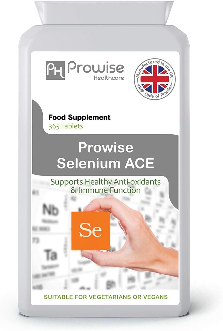 Selenium ACE 365 Tablets - Daily One Per Day Selenium Supplement with Vitamins A, C & E – UK Manufactured | GMP Standards by Prowise Healthcare - Suitable for Vegetarians & Vegans