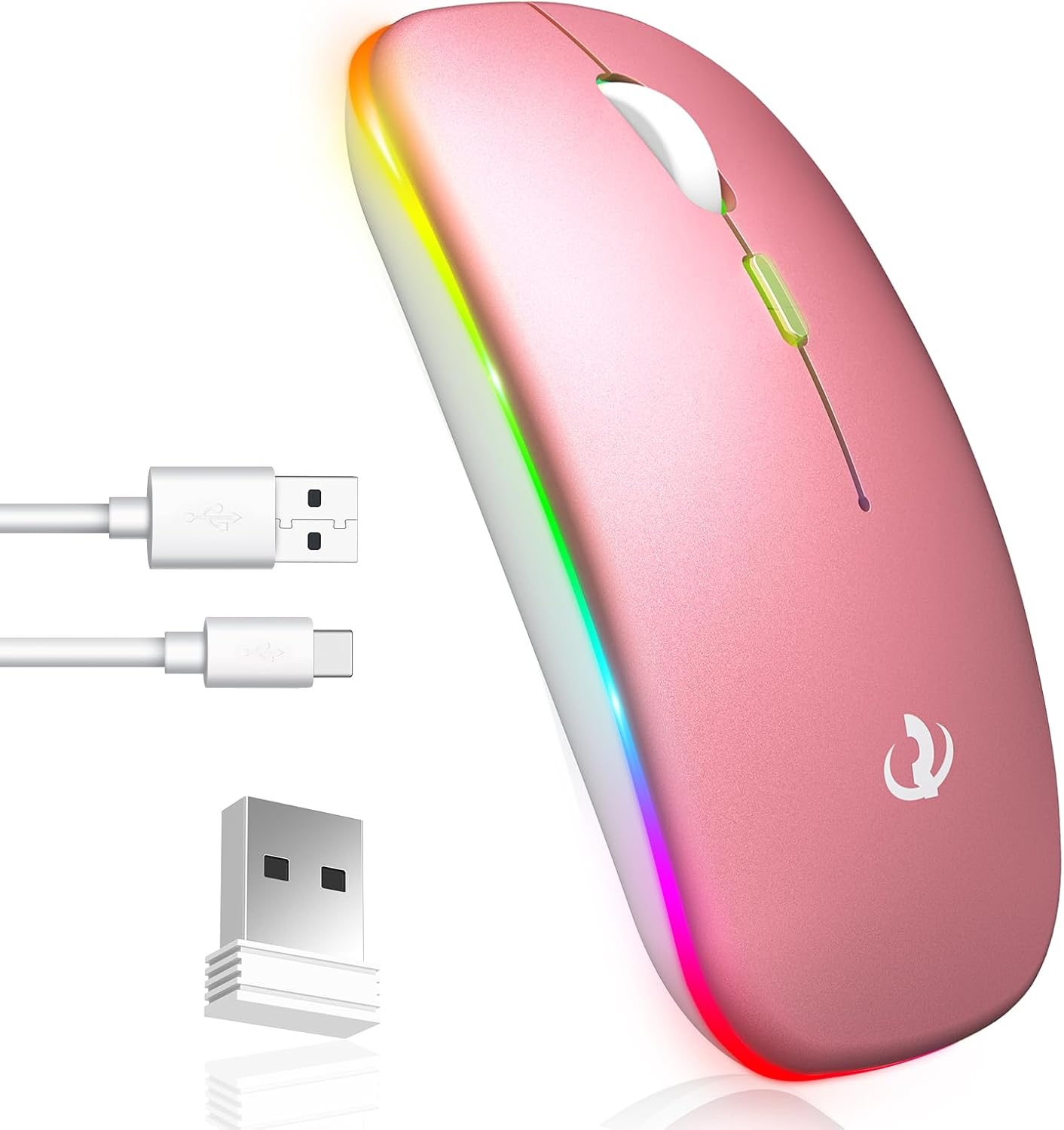 RIIKUNTEK Wireless Mouse, Rechargeable LED Slim Computer Mice with 3 ...