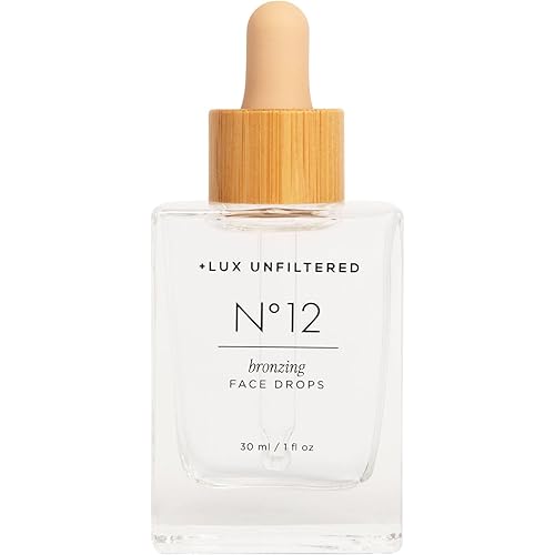 + Lux Unfiltered N°12 Face Tanning Drops - Non-Comedogenic Bronzing Drops for Face with Hyaluronic Acid, Vitamin E, & Passionfruit Oil - Fragrance Free, Cruelty Free, & Vegan Self Tanner