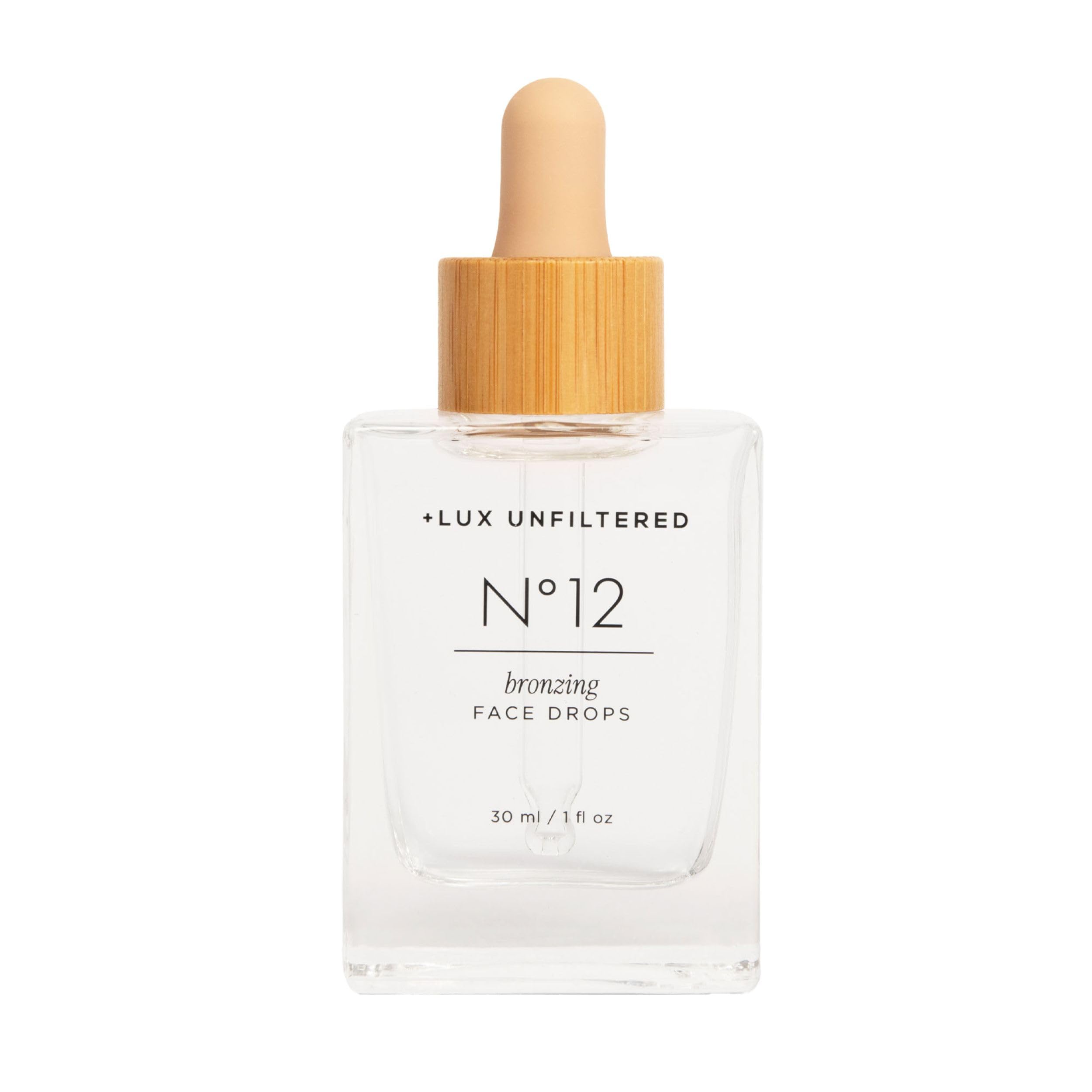 + Lux UnfilteredN°12 Face Tanning Drops - Non-Comedogenic Bronzing Drops for Face with Hyaluronic Acid, Vitamin E, & Passionfruit Oil - Fragrance Free, Cruelty Free, & Vegan Self Tanner