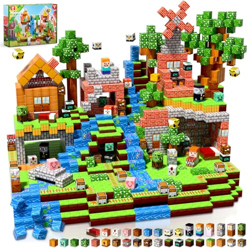 Goody King Cube Magnétique 300 Pièces - Thème Forêt-Bibliothèque avec Animaux & Route - Jeu de Construction Magnetique Enfant - Magnetic Blocks 3+ Ans Jouet...