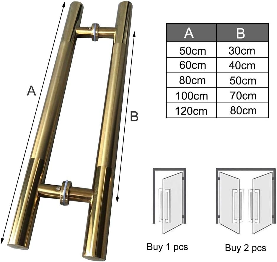 Stainless Steel Barn Door Handle Set Gold Sliding Door Pull and Flush Kit with Two Sided Knobs for External and Internal