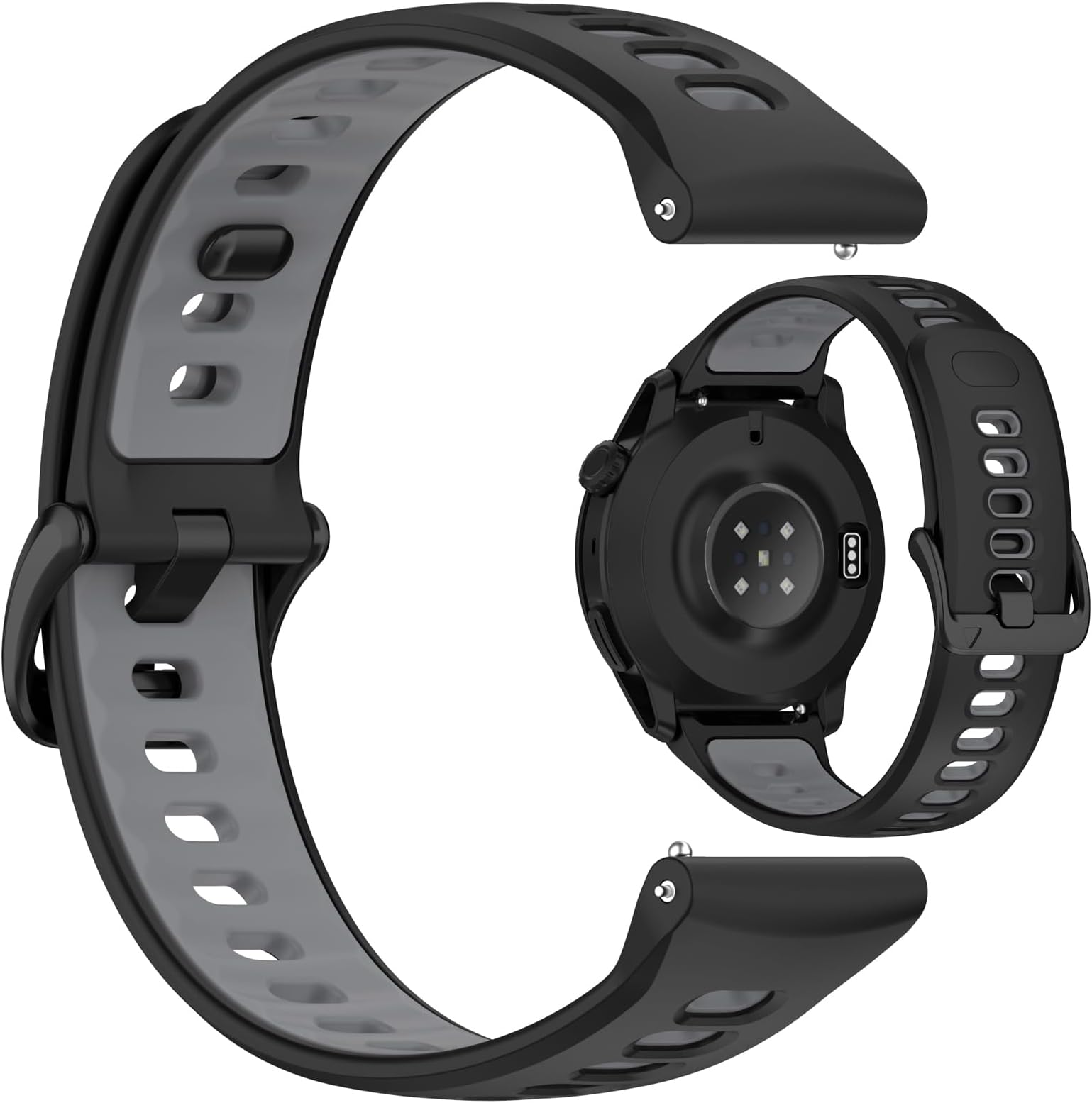 Compatible with COROS PACE 4/PACE 3/APEX 2 Pro/APEX 46mm Replacement Band, 22mm Silicone Wrist Strap Bracelet Soft And Durable with Quick Release Smartwatch Accessorie(Black+Gery)