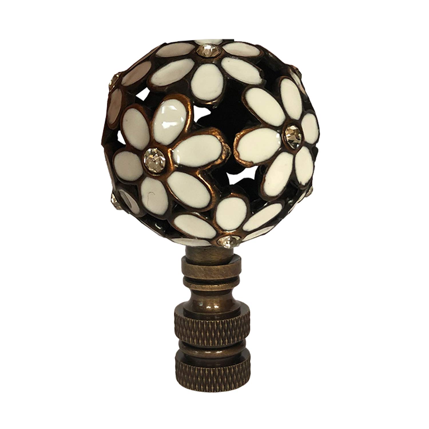 Royal Designs, Inc. Decorative Flower Ball Lamp Finial, F-5102-WH-1, White