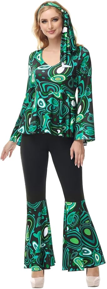 Hengzhifeng Disco Party Outfit Women 70s Halloween Costume