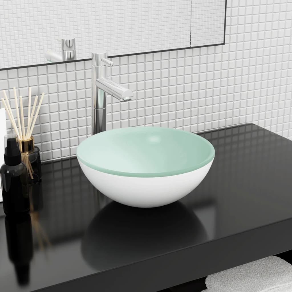 Lavabo de cristal templado 30 x 12 cm blanco