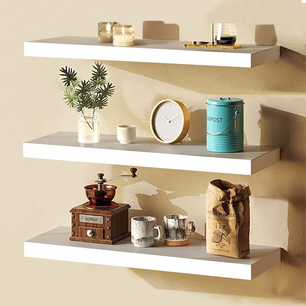 Sidrah Wooden Set of 3 Floating Shelves,Wall Mount Display Shelf,Home