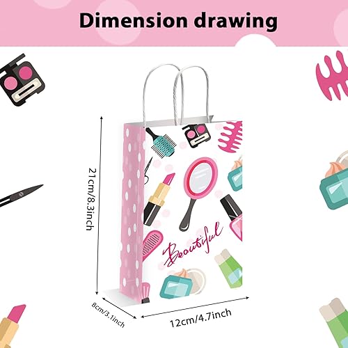 Miniatura 3 de gisgfim 12 bolsas de regalo para fiestas de cumpleaños, regalos de spa, bolsas de regalo de papel, para fiestas temáticas de spa, para niños, niñas,