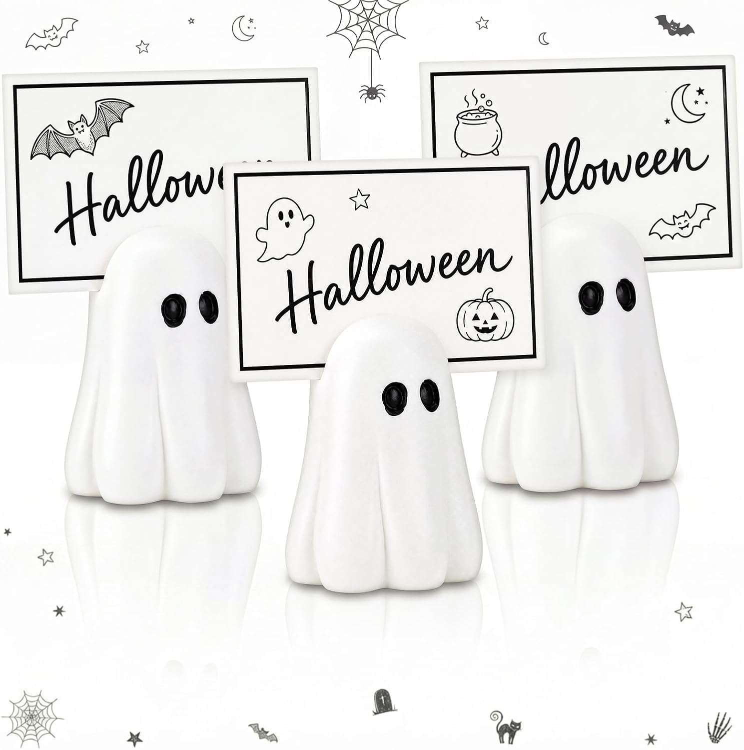 Gersoniel 3 Pcs Halloween Place Card Holder, Ghost Table Number Stands