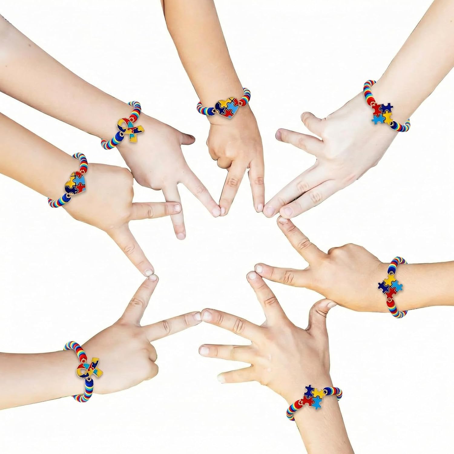 24 Pcs Autism Awareness Clay Bead Bracelets Bulk Colorful Puzzle Pieces Inspirational Jewelry Accessories for Autism Awareness Party Favors Gift Supplies - Image 6