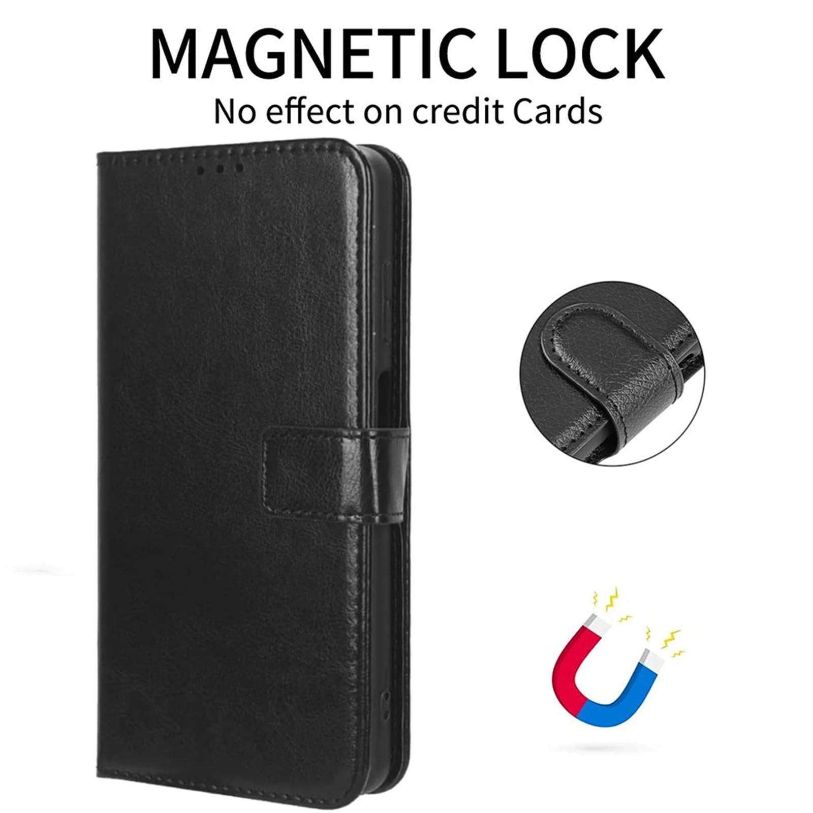 EASSGU Custodia per TCL 50 NXTPAPER 5G / TCL 50 PRO NXTPAPER 5G (6.8 Inches) Pelle PU Flip Folio Cover con Interruttore Magnetico, [3 Slot Schede] [1 Portafoglio] Case - Nero
