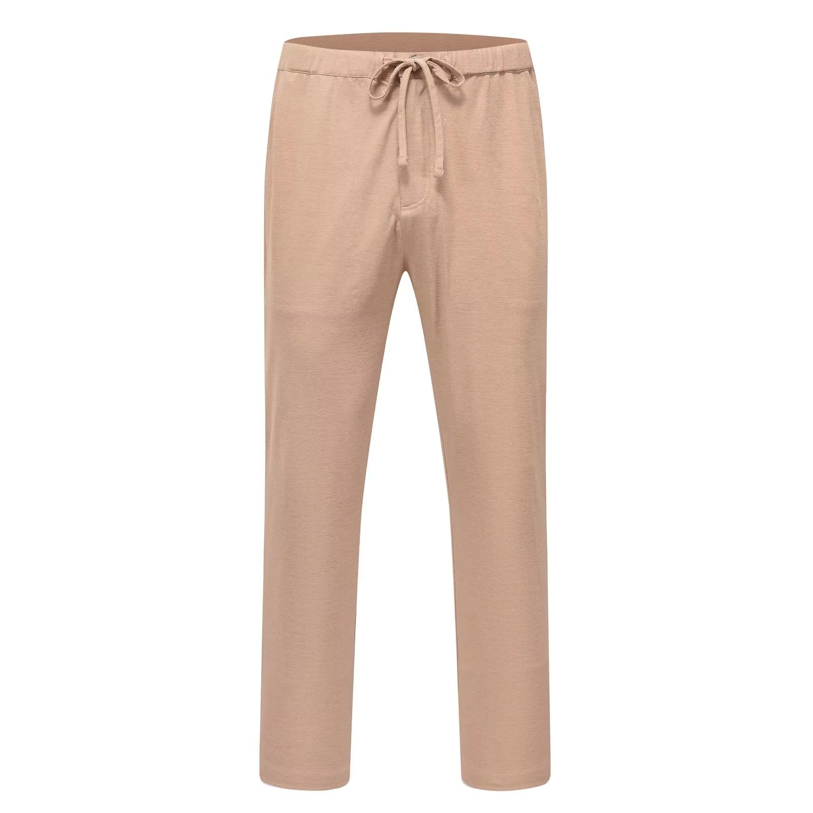 YuKaiChenMen's Cotton Linen Pants Loose Elastic Waist Drawstring Casual Pants Lightweight Beach Lounge Yoga Pants