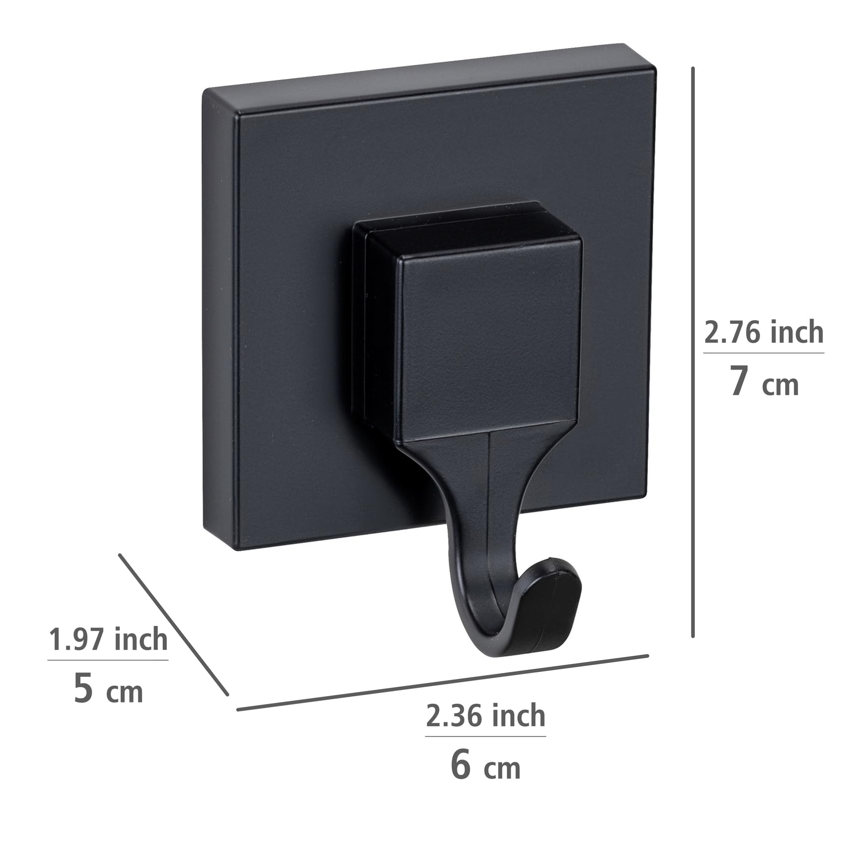 WENKO Vacuum-Loc® haczyki ścienne Quadro zestaw 2 haczyków łazienkowych z tworzywa sztucznego, mocowanie bez wiercenia, kolor czarny