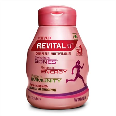 Revital H for Woman with Multivitamins, Calcium, Zinc & Natural Ginseng for Daily Immunity Strong Bones, and Enhances Energy Level - 30 Capsules