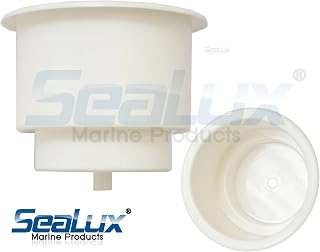 SeaLux UV stablized Recessed White Plastic Drink Cup Holder Replace Insert for Marine Boat Car Van with 3/8" Drain