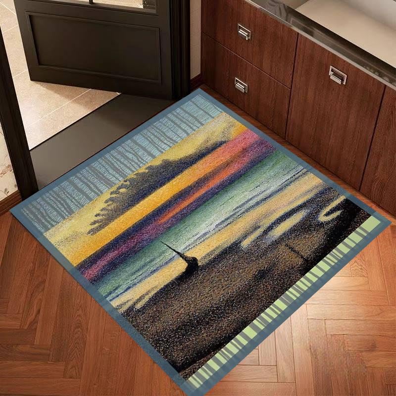 Tapis de chambre moderne abstrait jaune et bleu pour coin lecture cosy