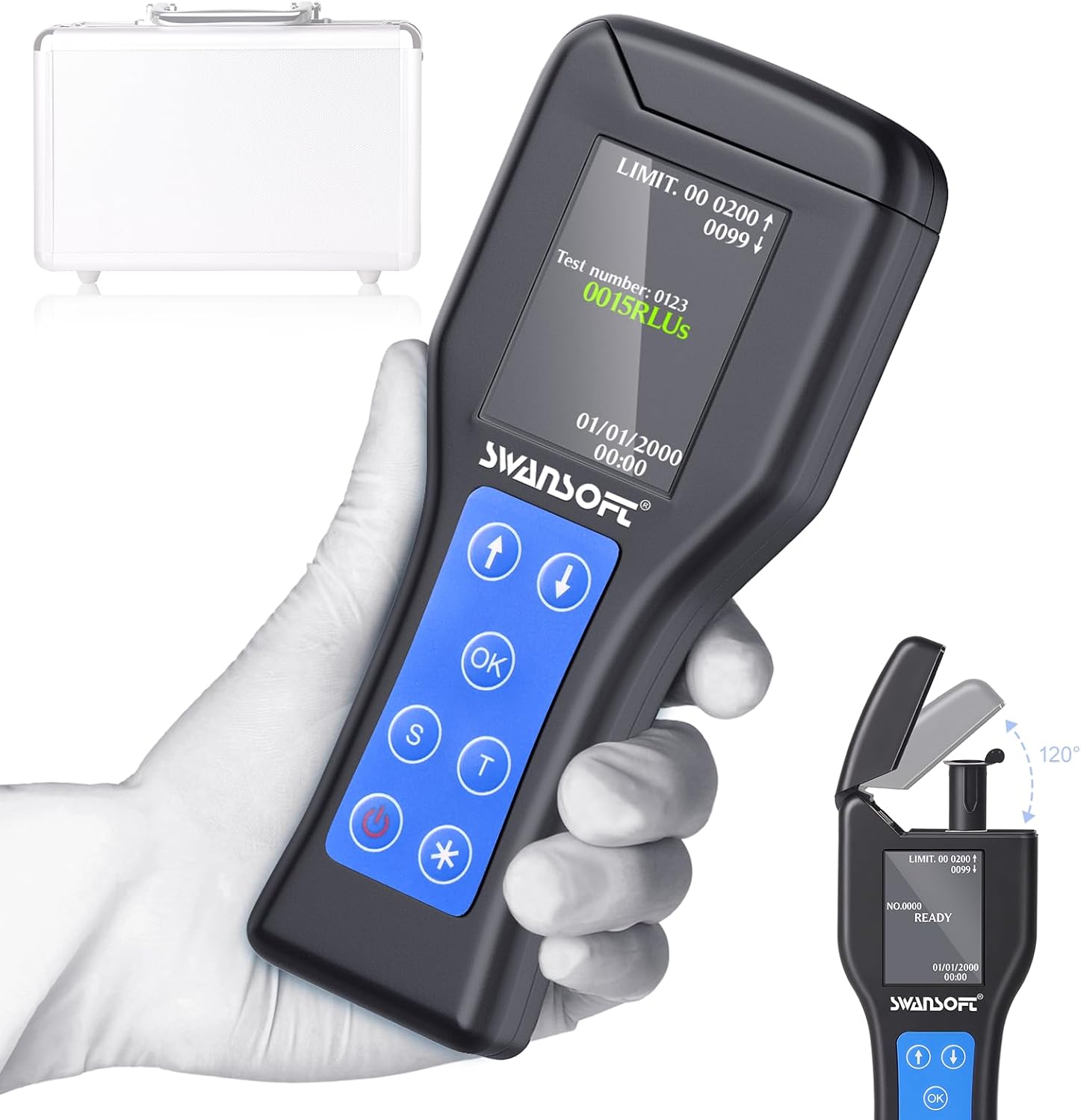 SWAMSOFT Portable ATP Fluorescence Detector with LCD Screen - ATP Meter Rapid Surface Cleanliness Analyzer for Healthcare & Food Safety (Test Swabs Sold Separately)
