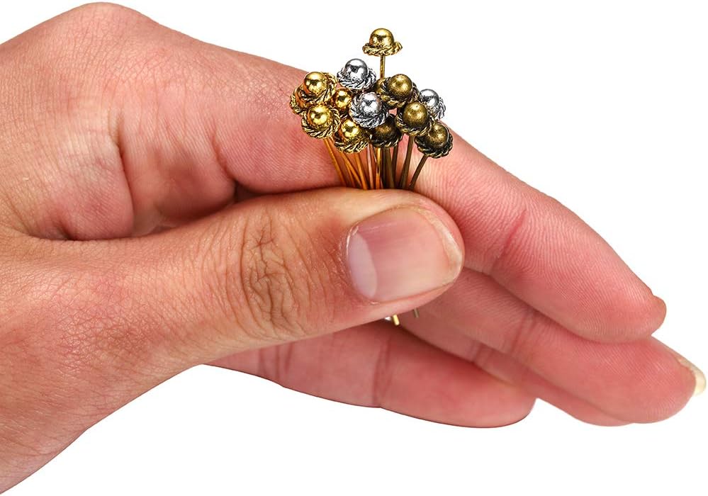 20pcs 50mm Gold Flower Head Pins for Jewelry Making DIY Beads Ball Pins Needles Findings Women Jewelry Accessories Headpin (3Ancient Gold) image 2