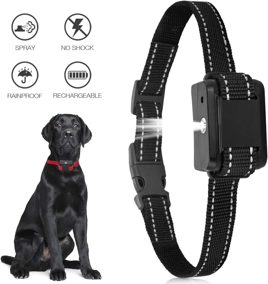 ULTPEAK Dog Barking, Adjustable Anti Bark Spray Collar, Rechargeable Electric Dog Training Collar, No Shock & Safe for All Dogs