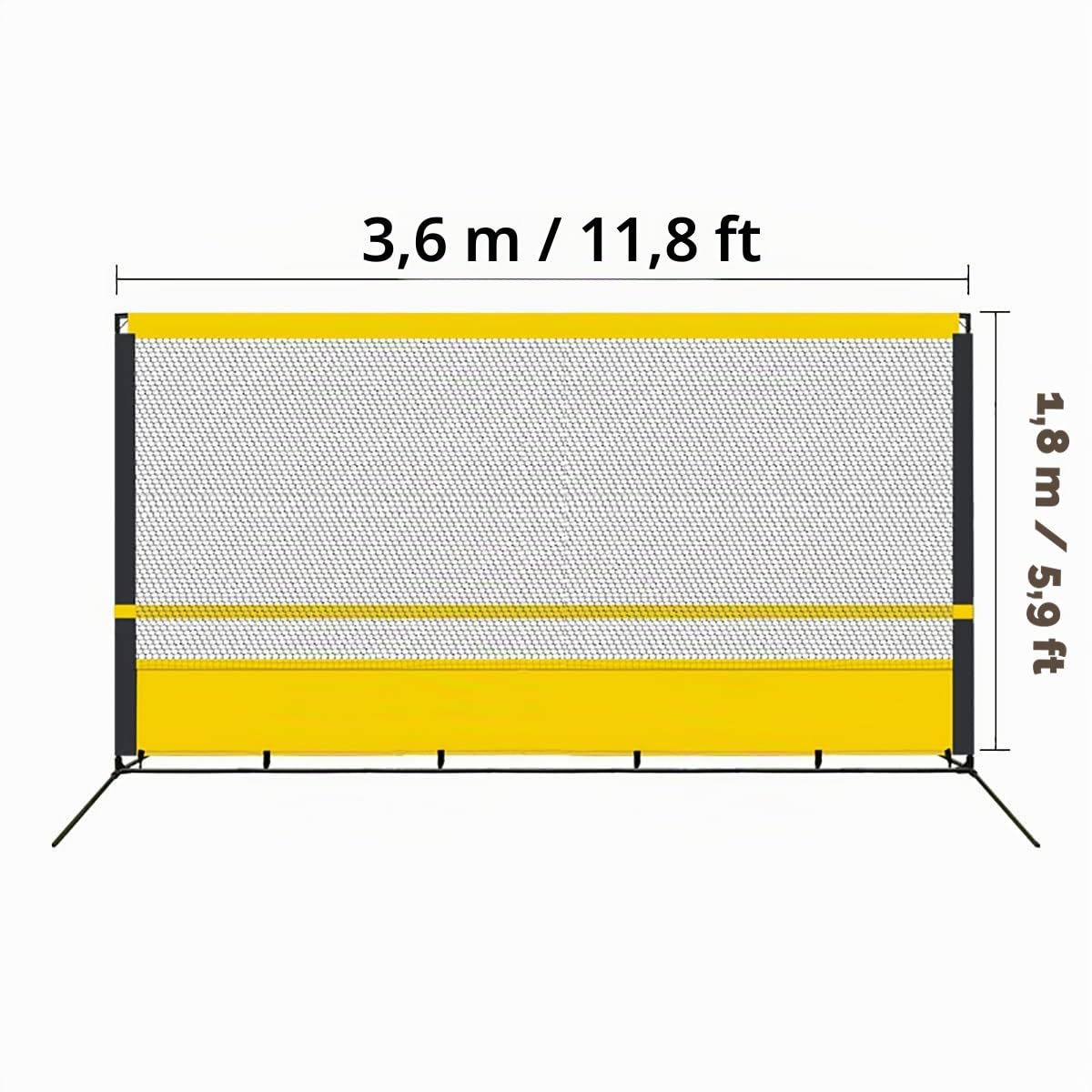 Tragbarer Tennis-Rebounder, Tennis-Übungswand für das Training im Innen- und Außenbereich, Trainingsgerät, Tennis-Rebound-Netz, für Grundschläge und Volley-Tennis (Größe: 1,8 x 3,5 m)