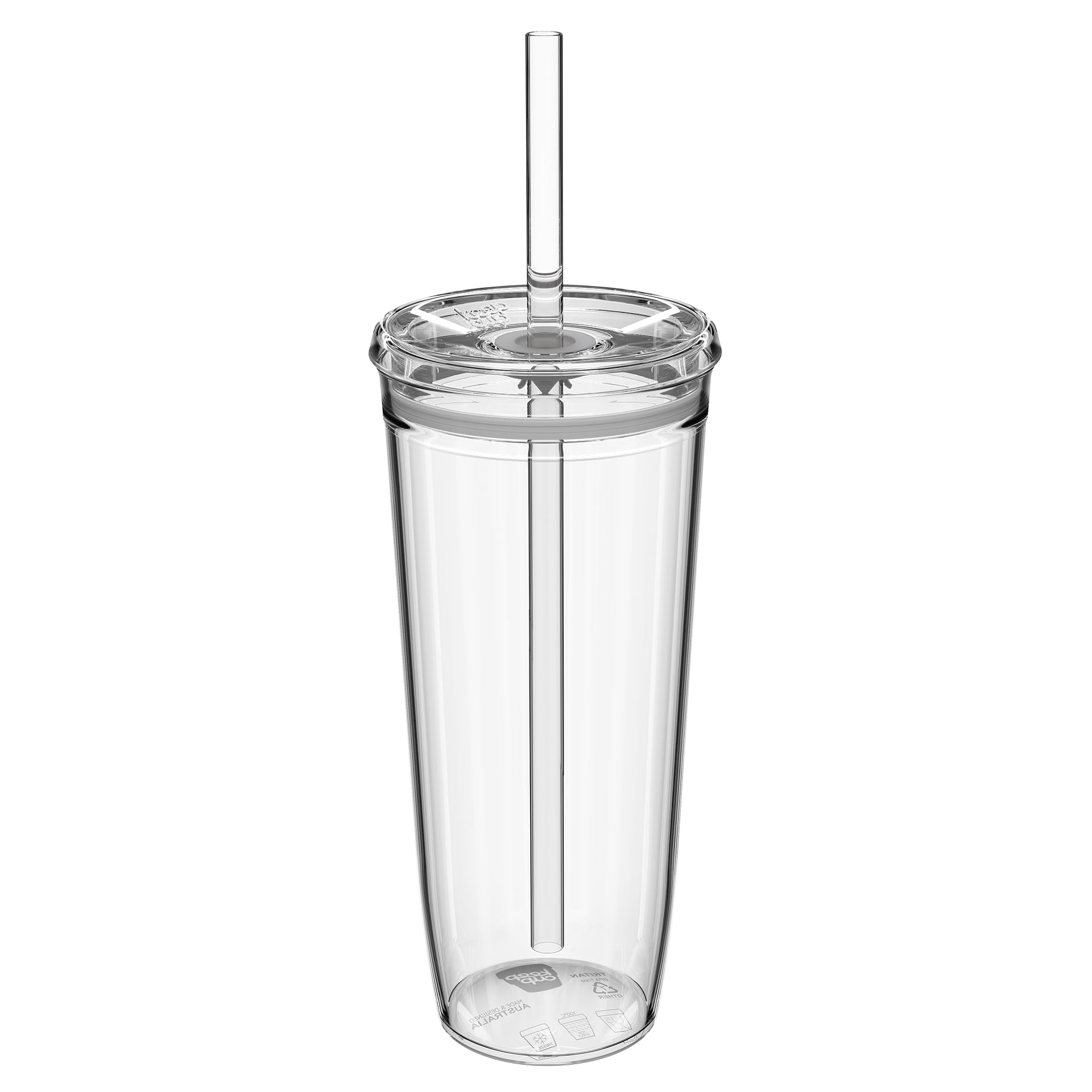 KeepCup Cold Cup - Clear Plastic, Reusable Ice Coffee Cup with Lid and Straw - Extra Large 20oz (590ml), 20 oz