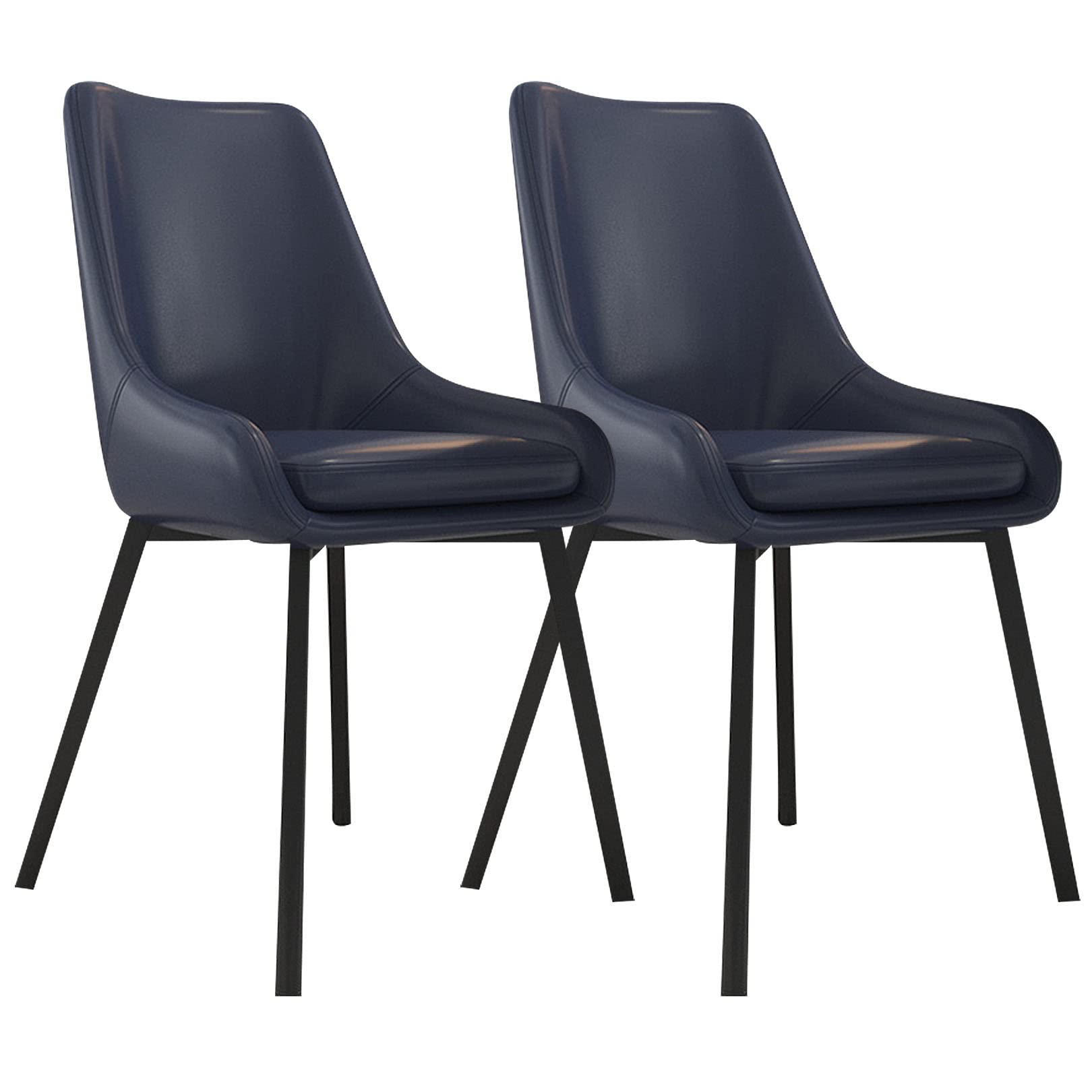 Chaise de salle à manger rembourrée lot de 2 chaises de cuisine en cuir PU et pieds métal