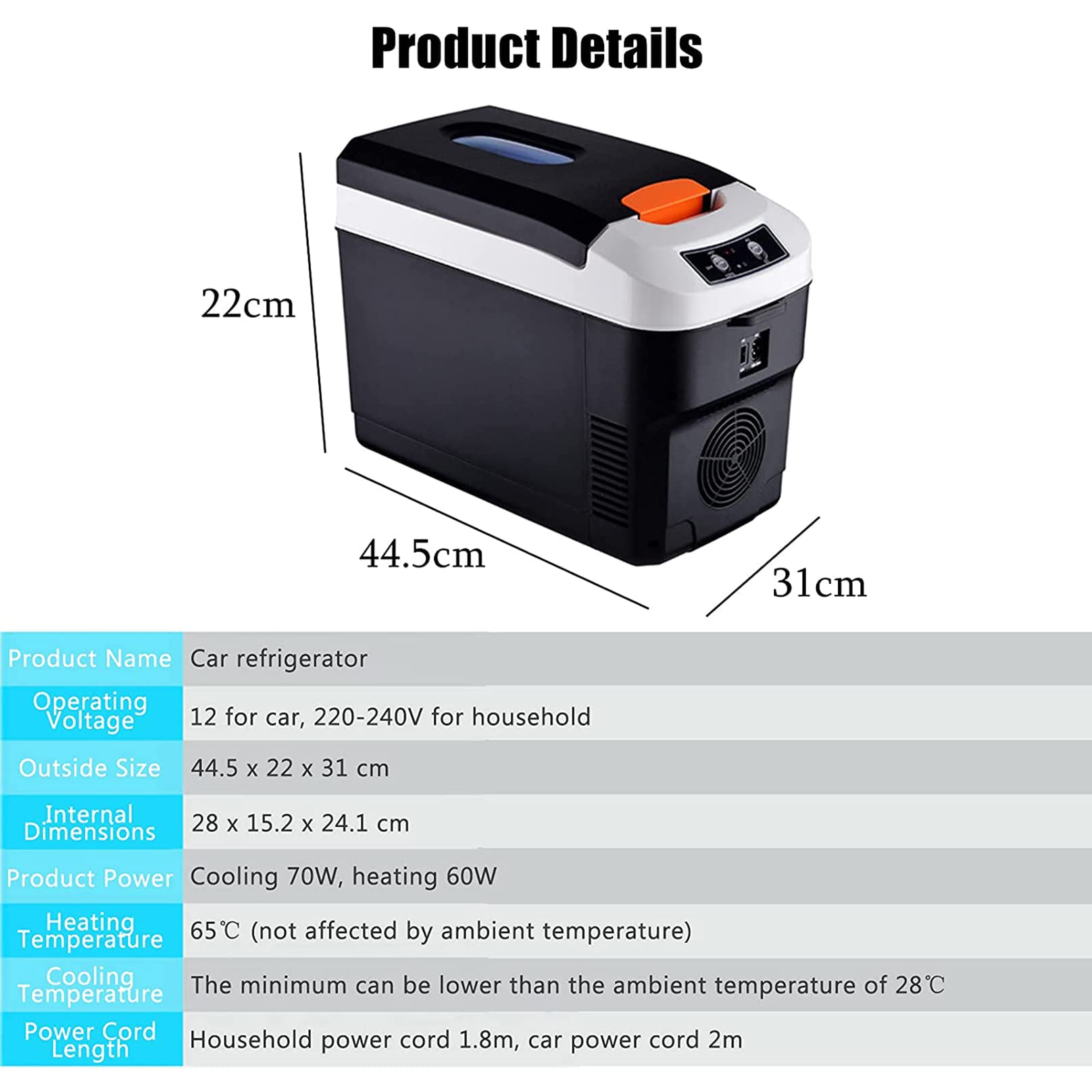 10L Mini nevera congelador negro refrigerador portátil DC 12V/AC 220V caja de refrigeración eléctrica y funda calentadora para caravana, vehículo, coche, camión, RV, barco, SUV, furgoneta